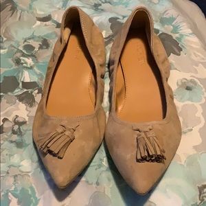 Jcrew suede tassel stretch flats